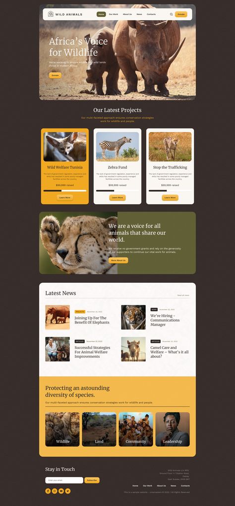 Animal Rescue – Shelter Charity WordPress Theme - Wild Animals Demo Animal Rescue Website Design, Safari Website Design, Non Profit Website Design Inspiration, Charity Website Design Inspiration, Animal Website Design, Circle Website Design, Non Profit Website Design, Safari Website, Zoo Website