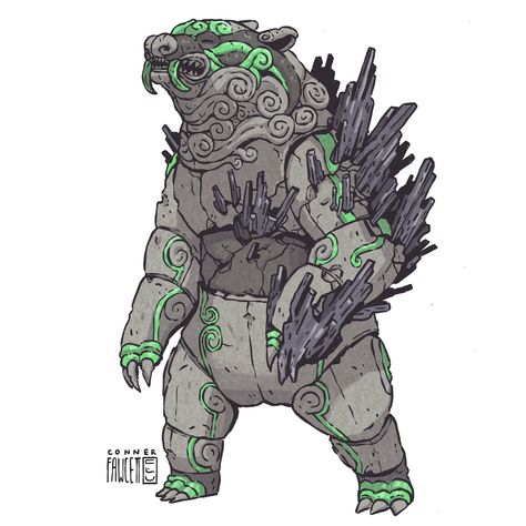 conner fawcett on Twitter: "This one was a bear, a badger, and was also made of stone… " Stone Character Design, Conner Fawcett, Element Art, Character Commission, Monster Concept Art, Creature Drawings, Fantasy Monster, Fantasy Creatures Art, Concept Art Drawing