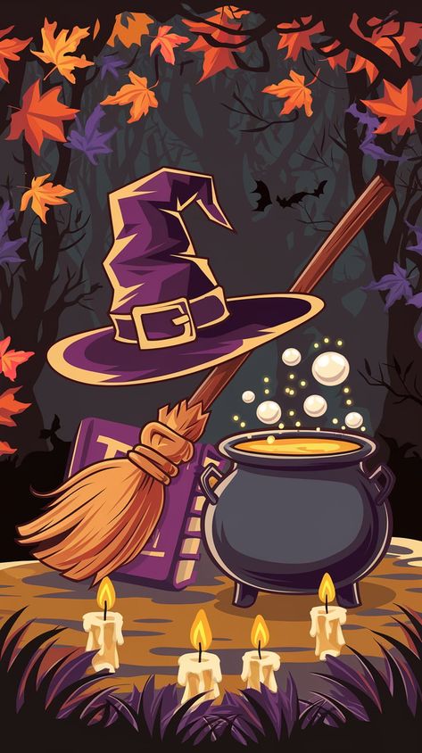 Witchy Halloween Wallpapers to Cast a Spell on Your Screen Background Wallpapers Computer, Witch Background Wallpapers, Witch Background, Wallpapers Computer, Magical Halloween, Witch Wallpaper, Witches Hats, Inner Witch, Halloween Wallpapers