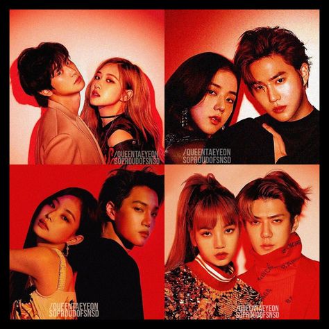 #EXO #BLACKPINK #KAI #SEHUN #CHANYEOL #SUHO #JENNIE #LISA #ROSE #JISOO #JENKAI #CHANROSE #HUNLISA #JIHO Exo And Blackpink, Rosé And Chanyeol, Couples List, Exo Couple, Exo Songs, Exo Funny, Kpop Couples, Exo Chanyeol, Park Chanyeol