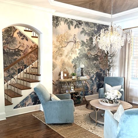 Judarn Mural, Cocktail Room, Velvet Wallpaper, Dark Home Decor, Dark Home, Dream House Interior, Wallpaper Living Room, London Fog, Living Room Inspo