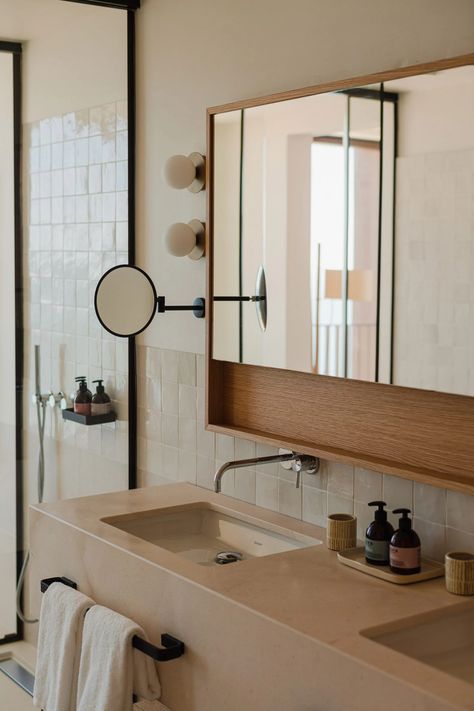 Aethos Ericeira hotel in Portugal designed by Astet and Pedra Silva Square Ceramic Tile Bathroom, Ericeira Portugal, Hotels Portugal, 2022 Picture, Timber Slats, Casa Country, Hotel Bathroom, Luxury Suite, Luxury Rooms