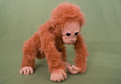 Picture of Crocheted Orangutan Crocheted Monkey, Useful Projects, Crochet Monkey, Honey Diy, Monkey Pattern, Crochet Toys Free, Bear Crafts, Terry Pratchett, Crochet Bear