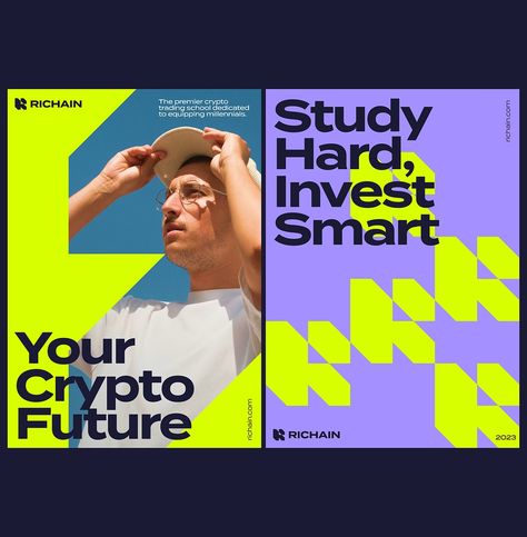 Modern Posters for Crypto Trading School Richain by Yevhen Chuhuievets on Dribbble Modern Poster Design Creative, Trading Posters, Poster Design Ideas School Project, Crypto Poster, Modern Posters, Trade School, Crypto Trading, Modern Poster, Study Hard