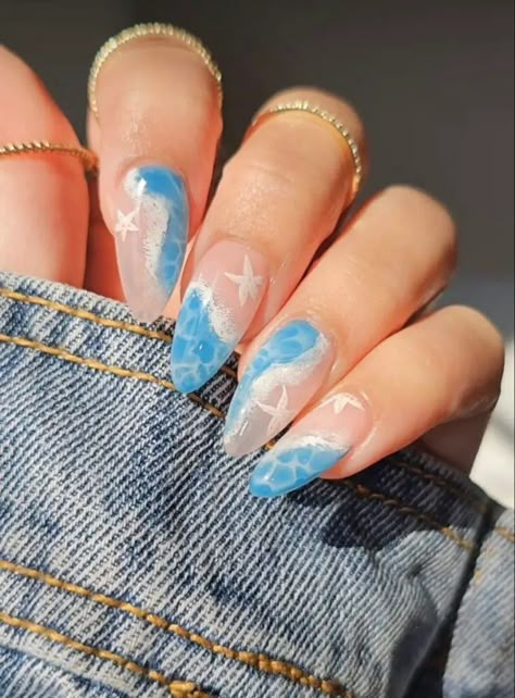 Starfish Nails, Beach Themed Nails, Cruise Nails, Wave Nails, Beach Nail Designs, Sea Nails, Beachy Nails, Summer Nails Beach, Summery Nails