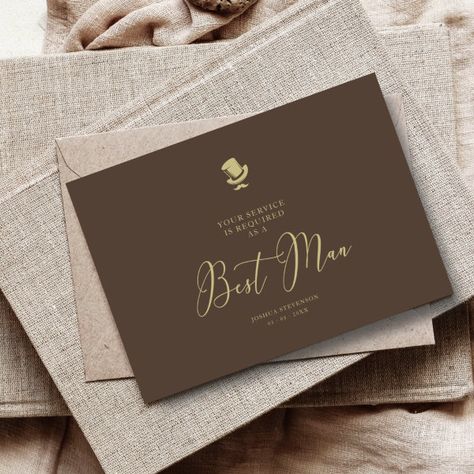 Brown Best Man Chic Wedding Simple Proposal Card Diy Groomsmen Gifts, Dog Wedding Photos, Simple Proposal, Brown Wedding Themes, Casual Wedding Invitations, Groomsmen Invitation, Groomsman Proposal, Groomsmen Gifts Unique, Beer Wedding