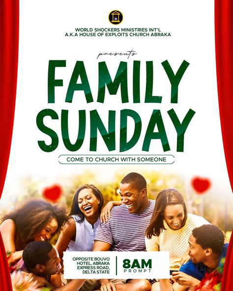 Church Flyer Design Family Flyer Design, Church Invitation, Church Flyer Design, Sunday Church, Concert Flyer, Church Poster Design, Family Fun Day, Graphics Design Ideas, Pictures Of Christ