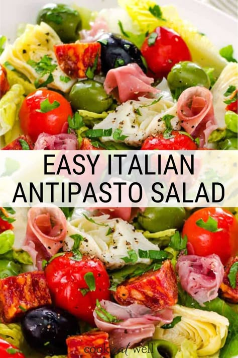 Antipasto Platter Salad, Easy Italian Antipasto Salad, Antipasto Salad With Lettuce, Italian Antipasto Salad Recipes, Keto Italian Salad, Artichoke Dishes, Antipasta Salads, Antipasto Salads, Easy Italian Dressing