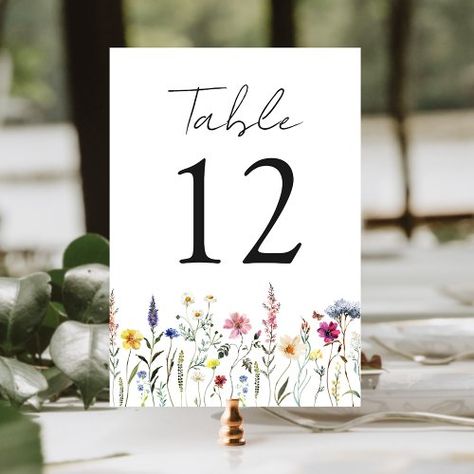 $1.30 | Elegant Wildflower Meadow Wedding #floral table numbers, wedding table numbers, watercolor wildflowers, wildflower wedding, boho, spring wedding, summer wedding, rustic, garden wedding, country wedding Rustic Wildflower Wedding, Wildflower Wedding Table, Wildflower Wedding Theme, Floral Wedding Table, Meadow Wedding, Wedding Table Cards, Floral Table Numbers, Blush Pink Wedding, Watercolor Wildflowers