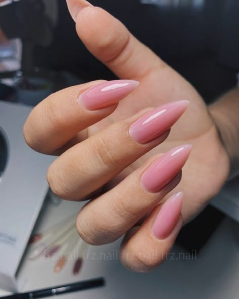 Almond Nails Winter Colors 2023-2024: 17 Trendy and Cozy Ideas - thepinkgoose.com Pink Nails Sharp, Pink Powder Acrylic Nails, Almond Nails Winter Colors, Almond Nails Winter, Almond Nails Pink, White Almond Nails, Soft Pink Nails, Cozy Ideas, Kutek Disney