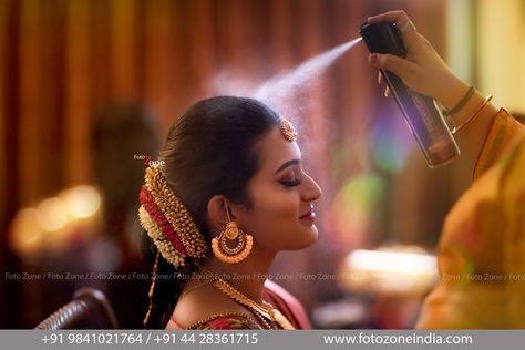 Bride Getting Ready Photo shoot - FotoZone - Professional Wedding and Portrait Photographers Make Up Poses Photo Shoot, Get Ready Shots Bride, Bride Poses Getting Ready, Mekap Photos Wedding, Mecup Shoot Bride, Parlor Shoot Bride, Parlour Suit Photo, Bride Mackup Shoot, Makeup Photography Poses