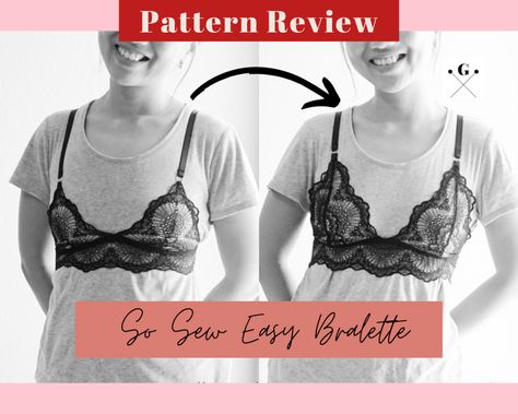 Why So Small!? (So Sew Easy Bralette Pattern Review) — Gwenstella Made | sewing · DIY · style Free Bra Sewing Pattern, Bralet Pattern, Bralette Sewing Pattern, Diy Bralette, Sewing Bras, Bra Sewing Pattern, Bralette Pattern, Lingerie Patterns, Bra Sewing