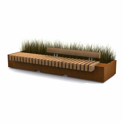 Planter bench/ street life.nl Street Planters, Bench Planter, Bench With Backrest, Outside Benches, Urban Furniture Design, Planter Bench, Tree Planters, Outdoor Room, Landscape Architecture Design