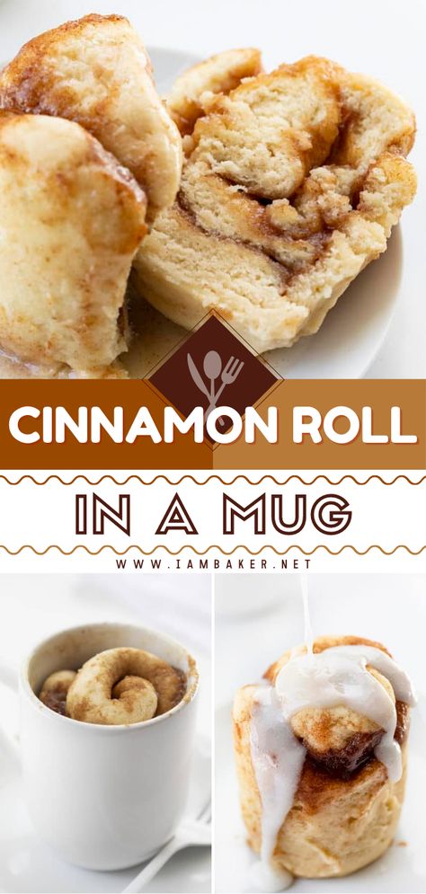 Cinnamon Roll In A Mug, Easy Microwave Desserts, Cinnamon Roll Mug Cake, Microwave Mug Recipes, Easy Microwave Recipes, Mug Recipe, Microwave Dessert, Thanksgiving Breakfast, Mug Recipes