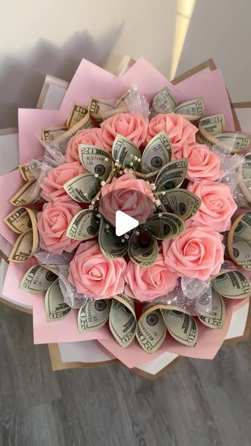 Luxx on Instagram: "💓💓
.
.
.
.
. . . . . . #moneybouquet #floral #roses #ramos  #ramobuchon #flowerarrangement #flowers #floraldesign #florist #flowerstagram #explore #explorepage #ramoderosas #smallbusiness #tutorials #WichitaKS #coquette #diy #trending #crafts #giftideas" Big Money Bouquet, Flowers With Money Wrapped Around, Dollar Bouquet Diy, Diy Money Bouquet Ideas, How To Make Bouquet, Money Bouquet With Roses, Money Bouquet Aesthetic, Cash Bouquet, Money Bouquet Tutorial