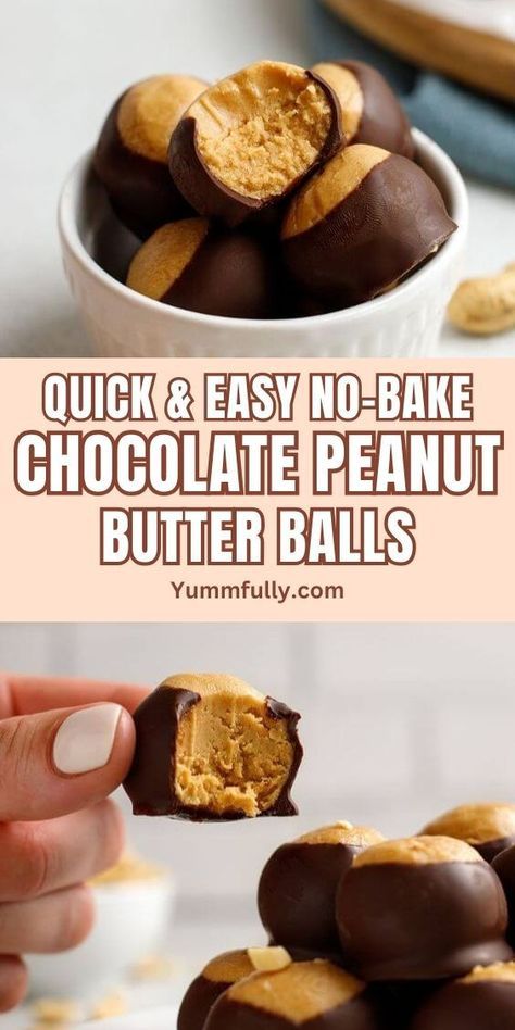 With a deep, nutty flavor, rich chocolate coating, and melt-in-your-mouth consistency, these Chocolate Peanut Butter Balls become favorites among Reese’s cup lovers. So, let’s get started and prepare these delicious and effortless chocolate peanut butter balls! Peanut Butter Chocolate Balls, Peanut Butter Balls Easy, Chocolate Peanut Butter Balls, Blueberry Muffin Recipe Easy, Peanut Butter Buckeyes, Buckeyes Recipe, Easy Christmas Candy Recipes, Peanut Butter Balls Recipe, Peanut Butter Bites