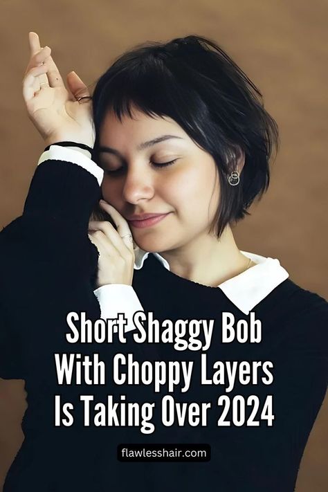 Shaggy Bob With Choppy Baby Bangs Choppy Bob Fringe, Kirsten Dunst Bob, Short Bob Long Front Short Back, Shoulder Length Hair Micro Bangs, Very Short Bangs Hairstyle, Short Hair Ideas With Layers, Cute Short Hair For Women, Slanted Bob Haircut Short Hair, Super Short Bangs Long Hair