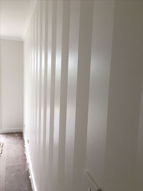 Matte And Gloss Stripe Wall, Striped Dining Room Walls, Matte Gloss Accent Wall, Striped Bathroom Walls, Striped Accent Walls, Painting Stripes On Walls, Striped Accent Wall, Architect Office, Hallway Paint