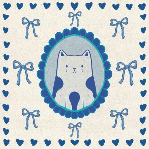 Happy Caturday 😺 day 9 of #100daysofdrawing #100dayartchallenge #makingarteveryday #caturday #printdesign #catlover #catloversclub #coquette #bowsbowsbows #blueperiod #catcard #digitalillustration #procreateart #weekendvibes #drawingoftheday #draweveryday #selftaughtillustrator #etsyseller #etsyuk #smallbusinesssupport #smallbusinesssaturday #shopsmall #petportrait #commissionswelcome Cute Small Illustration, Illustrated Frame, Illustration Art Cat, Cat Illustrations Cute, 2 Cats Illustration, Cute House Illustration, Cute Art Prints, Aesthetic Cat Illustration, Seahorse Illustration