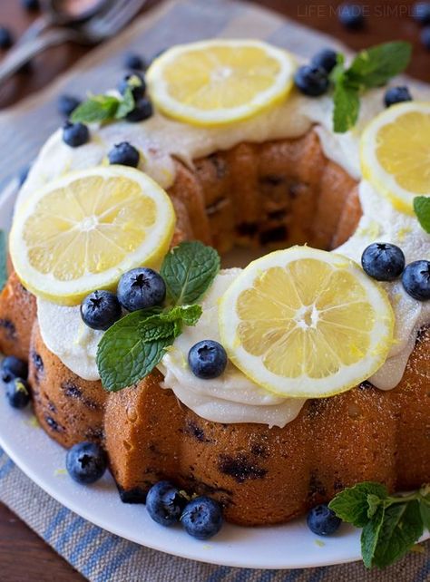 This tender, zesty blueberry lemon bundt cake is a breeze to make! It's the perfect cake to whip up for spring. Blueberry Lemon Bundt Cake, Lemon Blueberry Bundt Cake, Blueberry Bundt Cake, Life Made Simple, Lemon Bundt Cake, Lemon Yogurt, Zucchini Cake, Bundt Cakes Recipes, Lemon Blueberry