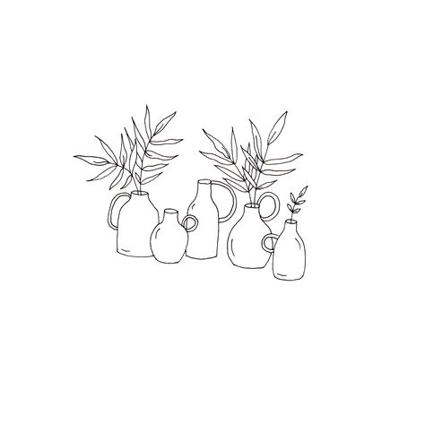 Minimalist line drawing. Ceramic vase design and houseplant decor illustration, ceramics and succulents, plant illustration simple, simple illustration plants, vase decor ideas, line drawing tattoo, tattoo ideas unique, ignorant style line drawing, muji pen art,    Taylor Ann Illustration, made by tay illustration, for sale on etsy, affordable art print gift, illustrator on instagram, los angeles artist, los angeles illustrator, los angeles small gift shop. Vase Line Drawing, Illustration Ceramics, Succulent Art Drawing, Cricut Draw, Ceramic Vase Design, Plants Vase, Houseplant Decor, Illustration Plants, Succulent Tattoo