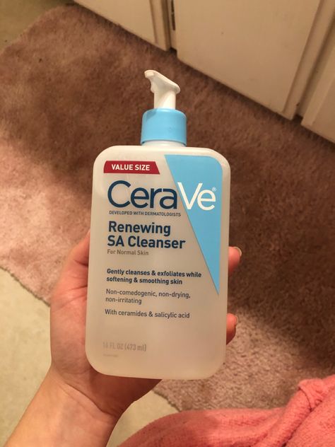 Great for normal to acne-prone skin Cerave Renewing Sa Cleanser, Clinique Black Honey, Makeup List, Black Honey, Perfect Skin Care Routine, Korean Skin, Body Care Routine, Body Skin Care Routine, Normal Skin