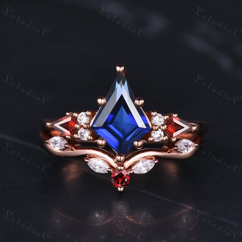 Red Engagement Ring, Kite Ring, Blue Wedding Rings, Garnet Engagement Ring, Blue Stone Ring, Citrine Ring, Engagement Ring Set, Put A Ring On It, Favorite Rings