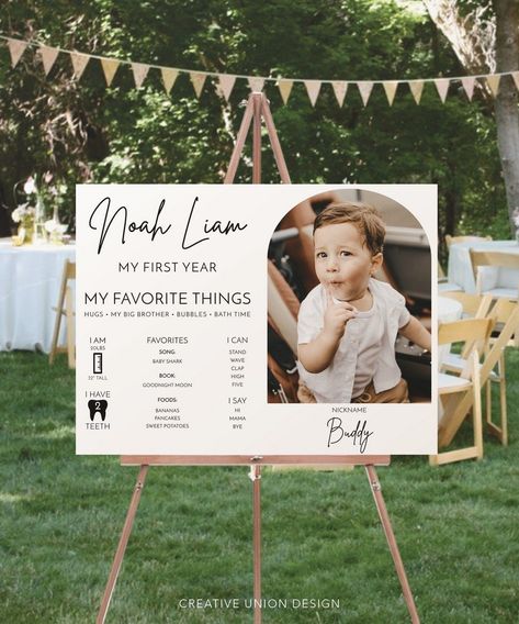 Captivating Milestones: First Birthday Signage Ideas 1st Birthday Sign, 1st Birthday Signs, First Birthday Sign, First Birthday Decor, Birthday Milestone Board, Birth Poster, Milestone Board, Milestone Pictures, Minimalist Nursery