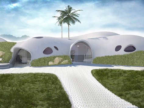 A Wild Proposal for Domed Houses Made of Inflated Concrete | WIRED Concrete Dome House, Geodesic Dome Homes, Drukarka 3d, Bubble House, Dome Home, Concrete Home, Dome House, Hobbit House, Concrete House