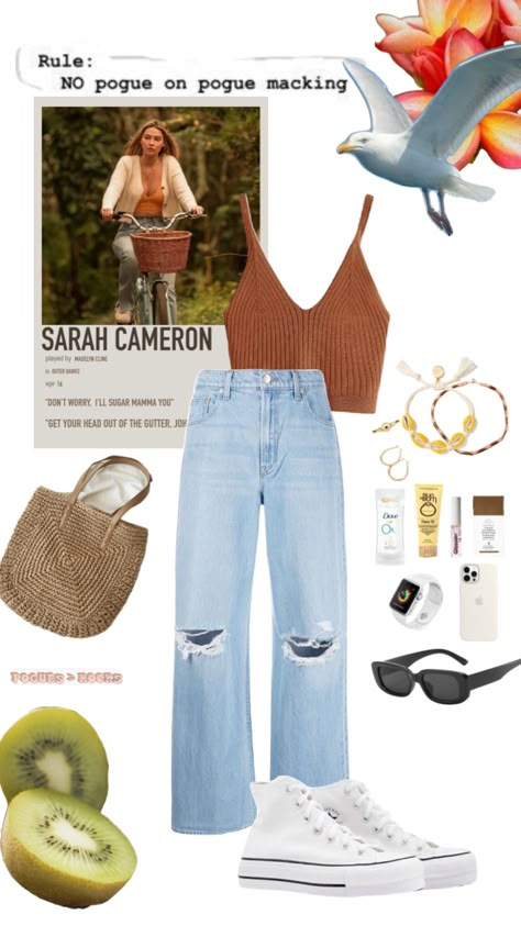 Obx Inspired Outfit Winter, Sarah Cameron Outfits Ideas, How To Dress Like Sarah Cameron, Obx Outfits Winter, Sarah Obx Outfits, Sarah Outer Banks Outfits, Sarah Cameron Style, Outerbanks Aesthetic Outfits, Sarah Cameron Outfits