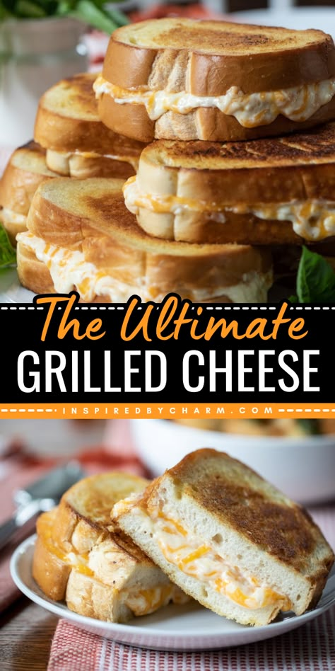 Say hello to the ultimate grilled cheese sandwich! Thanks to a secret blend of ingredients, this gourmet grilled cheese is indeed one of the best lunch recipes. Ready in just 15 minutes, it's also a perfect busy weeknight dinner! Grilled Cheese With Feta, Grilled Cheese With Shredded Cheese, Best Grilled Cheese On Sourdough, The Ultimate Grilled Cheese, Former Grilled Cheese, Blackstone Grill Cheese, The Best Grilled Cheese Sandwiches, Velveeta Grilled Cheese, Chopped Grilled Cheese