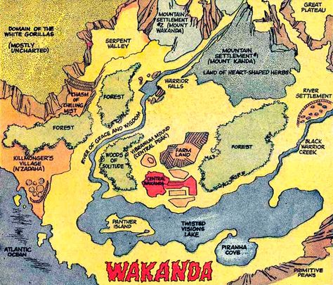 Map of Wakanda Vorkosigan Saga, Cartography Map, Marvels Agents Of Shield, Western Comics, Black Comics, Land Of Oz, Agents Of Shield, Comic Book Characters, Black Panther