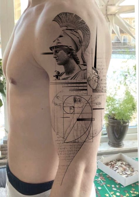 History Tattoos For Men, Men Fine Line Tattoo, Mathematics Tattoo, Arm Tattoo Ideas For Men, Fibonacci Tattoo, Arm Tattoo Ideas, Fine Line Tattoo Ideas, Atlas Tattoo, Line Tattoo Ideas