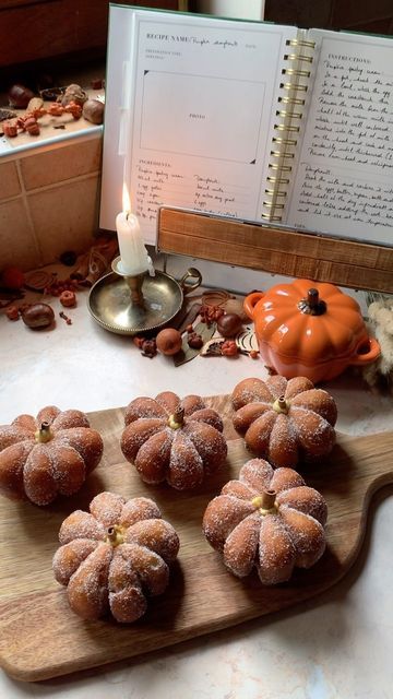 Autumn Pastries, Autumnal Baking, Romanticizing Autumn, Autumn Bakes, Pumpkin Pastry, Pumpkin Doughnuts, Tis Autumn, Halloween Aesthetics, Pumpkin Doughnut