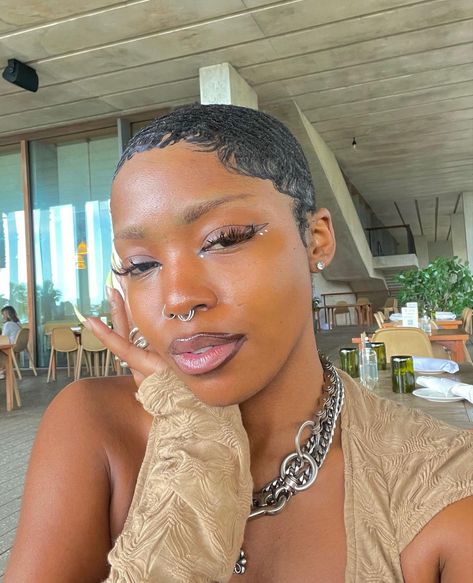 Twa Slicked Down, Slick Twa, Slick Down Short Hair Black Women, Slick Down Twa, Buzzed Hair Women, Big Chop Natural Hair, Mine Aesthetic, Short Hairstyle Ideas, Finger Waves Short Hair