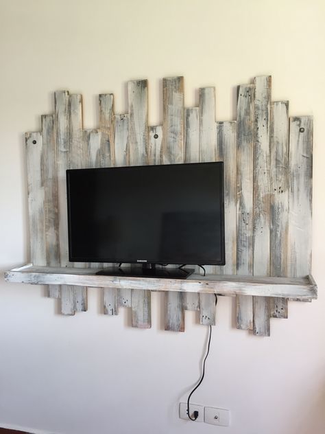 Tv Pallet Wall, Pallet Tv Wall, Tv Wall Console, Modern Tv Wall Unit, Tv Wall Entertainment Center, Tv Wall Ideas Modern, Tv Wall Design Modern Luxury, Luxury Tv Wall, Old Home Renovation