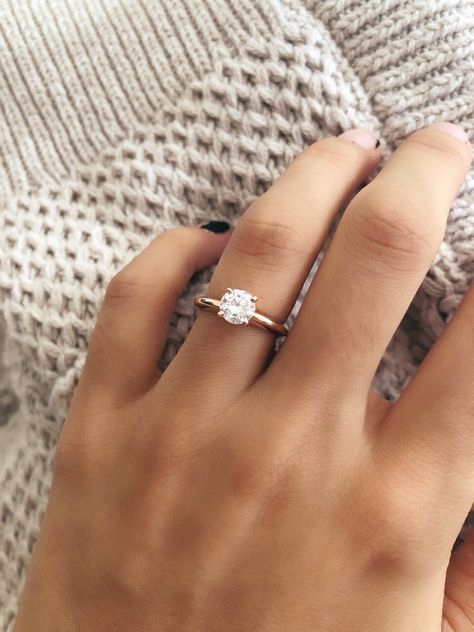 rose gold engagement ring Rose Gold Vs Yellow Gold, Rose Gold Engagement Ring Simple, Simple Engagement Rings, Dream Engagement, Dream Engagement Rings, Rose Gold Engagement, Gold Engagement Ring, Rose Gold Engagement Ring, Gold Engagement