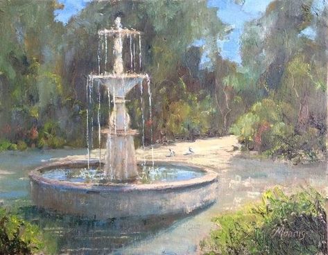 Caleigh Core, Fountain Painting, Ancient Paintings, Rennaissance Art, Large House, Dream Book, Art Things, Garden Painting, Impressionism Art