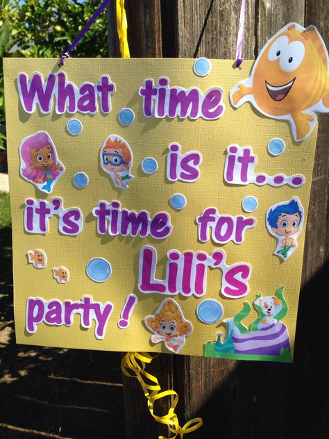 Welcome sign to Lili's party Bubble Guppies Birthday Party Favors, Bubble Guppies Birthday Party Ideas, Bubble Guppies Birthday Cake, Bubble Guppies Theme, Bubble Guppies Cake, Bubble Guppies Birthday Party, Bubble Guppies Party, Bubble Guppies Birthday, Bubble Party