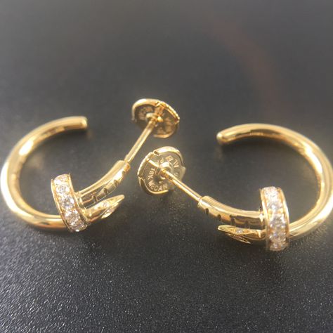 Cartier nail earrings, 18k yellow gold, diamonds   Come with original packaging, DHL free shipping.  If you like, contact me. Cartier Nail Earrings, Cartier Earrings Diamonds, Cartier Love Earrings, Cartier Earring, Cartier Love Bracelet Diamond, Nail Earrings, Earrings Cartier, Gift Baskets For Him, Cartier Earrings