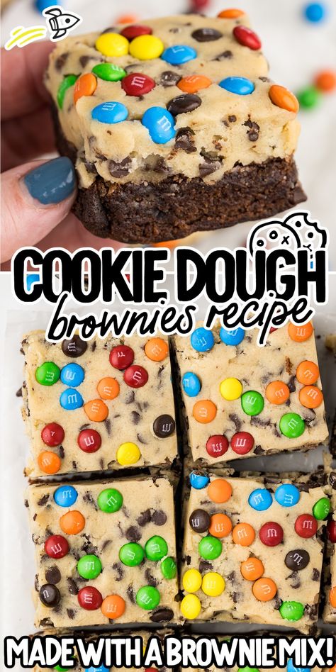 Cookie Dough Brownies Brownie Cookie Dough Bars, Cookie Dough Ideas, Brownies With Cookie Dough, Chocolate Chip Cookie Dough Brownies, Cookie Brownies, Cookie Dough Brownies, Little Caesars, Cookie Dough Bars, Cookie Brownie Recipe