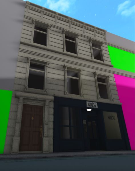 New York Town Bloxburg, Bloxburg Paris House, Bloxburg Cafe And Apartment, Paris Bloxburg Layout, School Exterior Bloxburg, Bus Stop Bloxburg, Nyc Decals Bloxburg, Bloxburg 100k House, Bloxburg London