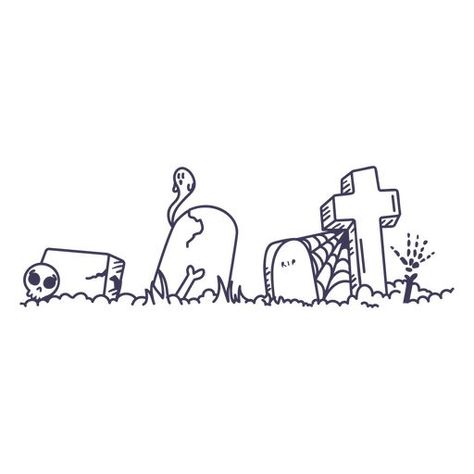 Cute cartoon graveyard scenery PNG Design Cemetery Drawing Easy, Cute Graveyard Drawing, Graveyard Drawing Simple, Graveyard Doodle, Cartoon Graveyard, Graveyard Painting, Graveyard Drawing, Burnt Hats, Graveyard Tattoo