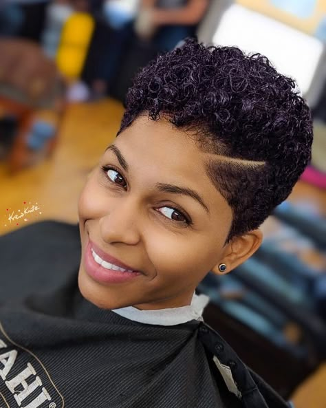 💈K R E W K U T Z ✂️ on Instagram: “💜THIS GIRL DOES JUST GLOW EH!!💜😍🥰 ... Drop some 💜’s in the comments if you feeling this dope hercut ... #thecutlife #hercuts #shorthair…” Dope Hairstyles Natural Hair, Bobcut Hairstyles Short, Bobcut Hairstyles, Short Hairstyle For Black Women, Perm Cut, Clip Updo, Hairstyles For Thinning Hair, Women With Round Faces, Hairstyle For Black Women