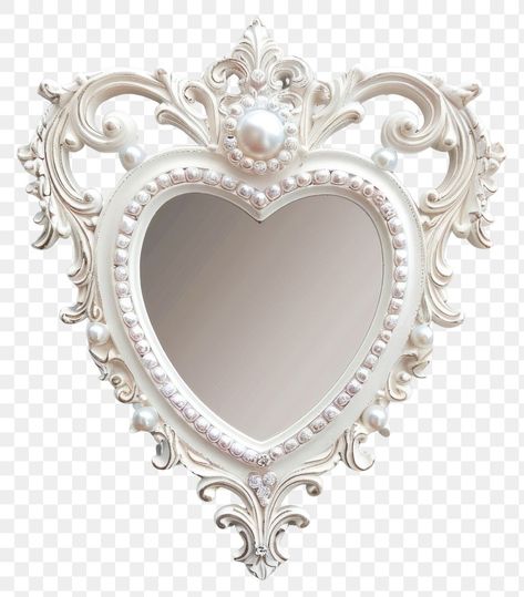 Portfolio Aesthetic, Rentry Recourses, Mirror Png, Coquette White, White Coquette, Baroque Frame, Image Overlay, Heart Shaped Frame, Ornate Mirror