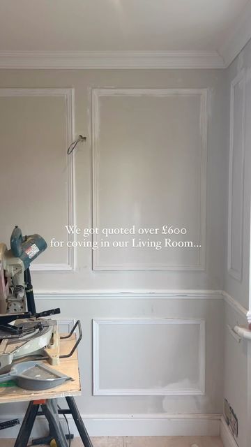 Coving And Panelling, Living Room Coving Ideas, Bedroom Coving Ideas, Coving Ideas Bedroom, Victorian Coving Living Rooms, Bedroom Coving, New Build Living Room Ideas Uk, Coving Ideas Living Rooms, Lounge Panelling