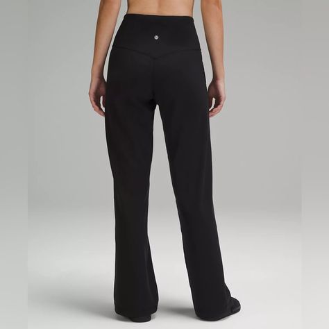 Lululemon Align Hr Wide-Leg Pant *Tall When Feeling Nothing Is Everything. The Lululemon Align Collection, Powered By Nulut Fabric, Is So Weightless And Buttery Soft, All You Feel Is Your Practice. Our Buttery-Soft Nulut Fabric Feels Weightlessly Light And Is Sweat-Wicking And Four-Way Stretch. Added Lycra Fibre For Stretch And Shape Retention. Waistband Lies Flat And Won't Dig In. Back Drop-In Pocket. Front Pockets With Interior Card Sleeve. Color: Black Size: 2, Tall High Rise 35.5" Inseam, Intended To Sit At Ankle For 5'9" And Above Curly Wurly, Wide Leg Leggings, Bday Wishlist, Black Lululemon, Card Sleeve, Low Impact Workout, Lululemon Align, High Rise Pants, Pantalon Large