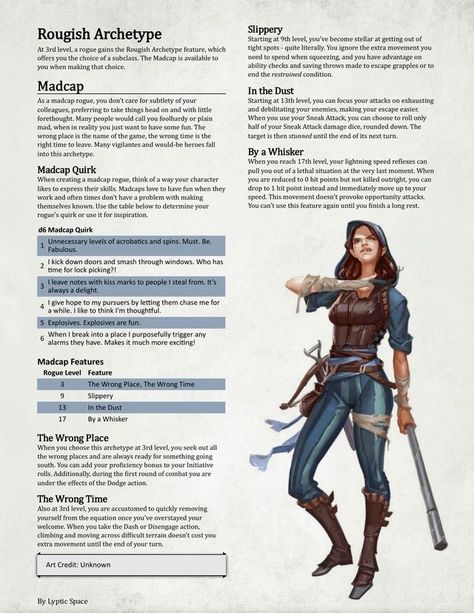 Roguish Archetype, 5e Classes, D D Rogue, Rogue Dnd, Water Spells, Dm Ideas, D D Classes, Dnd Campaign, Character Prompts