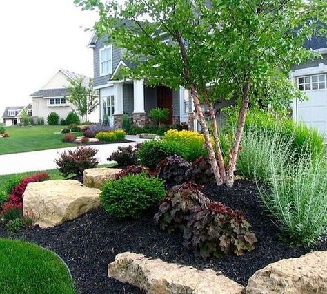 Front Landscape, Small Front Yard Landscaping, Front Yard Landscape, Rock Garden Design, Front Yard Garden Design, Front Yard Ideas, Front Landscaping, Yard Landscape, Rock Garden Landscaping