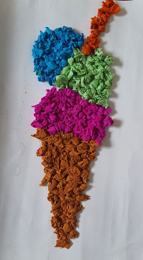 Crumbled Paper Art, Crumble Paper Art, Crumble Paper, Ice Cream Crafts, Trash Art, Art Class, Art Project, Art Classes, Creative Ideas